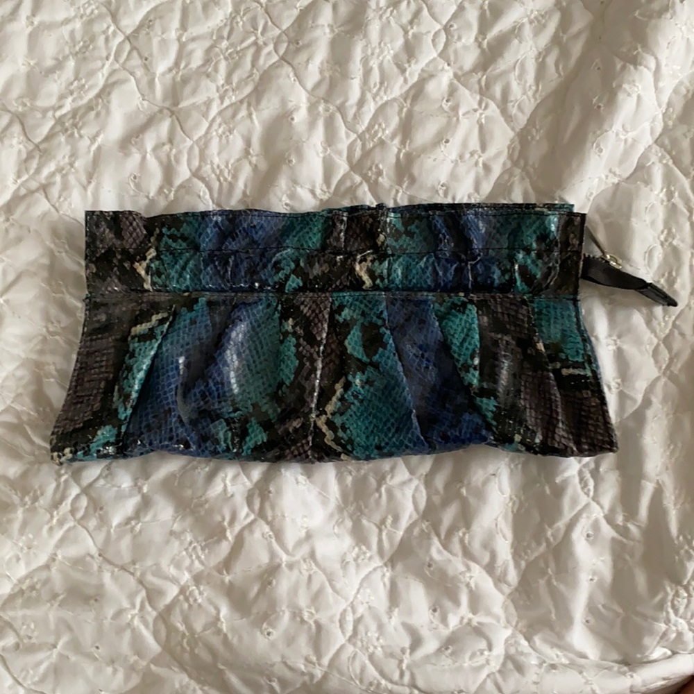 Express snakeskin clutch